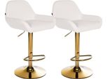 Set Di 2 Sgabelli Da Bar - Sgabelli Da Cucina - Struttura In Oro, Altezza Regolabile, Rivestimento In Pelle Finta | Colore: Bianco
