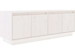 Mobile Tv Bianco 110X34X40 Cm In Legno Di Pino Massiccio