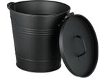 Secchio Per Cenere In Metallo Nero Con Coperchio - 19 Litri