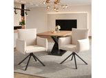 Set Di Due Sedie Da Pranzo Sweiko, Poltrona Imbottita Con 4 Gambe In Metallo, Sedia Girevole Casual A 360°, Sedia Per Il Soggiorno E La Camera Da Letto, Sedia Da Lavoro E Da Scrivania, Supporto Lombare, Lino, Beige