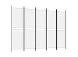 Paravento 5 Pezzi In Tessuto Bianco 250X180 Cm