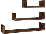 Vidaxl Mensole Da Parete 3 Pz. Materiale A Base Di Legno Di Quercia Fumé