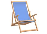 Vidaxl Sedia Da Spiaggia Pieghevole In Legno Massiccio Teak Blu
