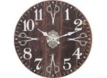 Clayre & Eef Orologio Da Parete Ø 34 Cm Marrone Bianco Mdf Forbici
