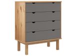 Cassettiera Otta Brown&Grey 76,5X39,5X90 Cm In Legno Massiccio
