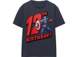 Capitan America - Maglietta Da Donna, 12° Compleanno TV25650 (S) (Blu Navy)