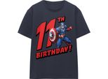 Captain America - Maglietta Da Donna, 11° Compleanno TV25649 (M) (Blu Navy)