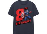 Capitan America - Maglietta Da Donna, 8° Compleanno TV25652 (Xl) (Blu Navy)