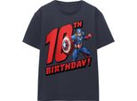 Captain America - Maglietta Da Donna, 10° Compleanno TV25651 (M) (Blu Navy)