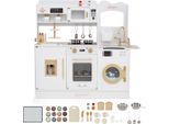 Cucina Da Gioco Per Bambini Costway, Set Da Gioco Per Cucina Per Bambini Con Fornello, Luce, Suono, Rubinetto, Microonde, Macchina Per Il Caffè, Tostapane E Distributore Di Ghiaccio Per Bambini Dai 3 Anni In Su