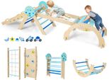 Costway: Set Di 4 Strutture Da Arrampicata Per Interni, Triangolo Pieghevole Con Scivolo, Arco Di Arrampicata, Rete, Rampa Bifacciale, Set Di Mattoncini E 2 Macchinine Per Bambini Di Età Superiore Ai 3 Anni