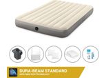 Letto Gonfiabile Intex - 2 Persone - 152 X 203 X 25 Cm - Beige + Pompa Elettrica Intex - 650 Litri/Min + Lenzuola Bianche + Cuscino + Federe Molton 2 In 1 + Set Di Riparazione