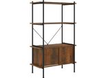 Scaffale Con 4 Ripiani E Armadietto 80X40X130 Cm Acciaio Materiale Legno