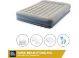 Letto Ad Aria Intex - 2 Persone - 152 X 203 X 30 Cm - Grigio - Con Pompa Incorporata + Lenzuola Bianche + Cuscino + Federe Molton 2 In 1 + Set Di Riparazione