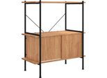 Scaffale Con 3 Ripiani E Armadietto 80X40X92 Cm In Acciaio A Base Di Legno