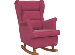 Sedia A Dondolo Con Gambe In Gomma Di Legno Massiccio Velluto Rosso Vino