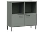 Libreria Oslo Con Gambe In Metallo Grigio 90X35X90,5 Cm In Legno Massiccio