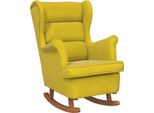 Sedia A Dondolo Con Gambe In Legno Massiccio E Velluto Giallo