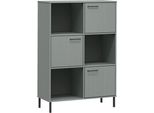 Libreria Oslo Con Gambe In Metallo Grigio 90X35X128,5 Cm In Legno Massiccio