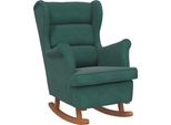 Sedia A Dondolo Con Gambe In Legno Massiccio E Gomma Velluto Verde Scuro