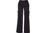 Urban Classics Donna Vita Alta Dritta Denim Cargo Pants Nero Lavato - 32