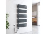 Emke Asciugamano Elettrico Asimmetrico, Radiatore Elettrico Per Bagno, Con Termostato E Timer, 1320 X 600 Mm, Antracite, Elemento Riscaldante Da 800W