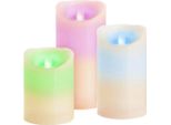 Candele Magichome Natale, Set 3 Pz, Led, 3Xaaa, Cera Vera, Illuminazione Semplice, Timer, Fiamma Mobile, 75 Mm, 100-125-150 Mm