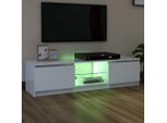The Living Store Mobile Tv Con Luci Led Bianco 140X40X35,5 Cm