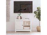 The Living Store Mobile Tv Bianco 70X36,5X52 Cm In Legno Di Pino Massiccio