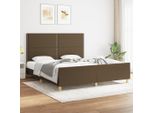 The Living Store Struttura Letto Con Testiera In Tessuto Marrone Scuro 180X200 Cm