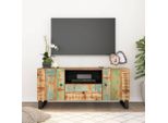 The Living Store Mobile Tv 105X33,5X46 Cm In Legno Massiccio Di Recupero E Legno Ingegnerizzato