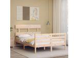 The Living Store Letto In Legno Massiccio Con Testiera 120X200 Cm