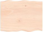 The Living Store Piano Del Tavolo 80X60X2 Cm In Rovere Massiccio Non Trattato Bordo Albero