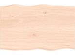 The Living Store Piano Del Tavolo 80X50X2 Cm In Legno Massiccio Di Rovere Non Trattato Bordo Albero