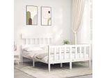 The Living Store Letto In Legno Massiccio Con Testiera Bianco 120X200 Cm