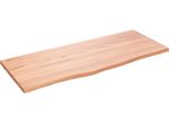 The Living Store Mensola A Muro Marrone Chiaro 100X40X2 Cm In Legno Massiccio Trattato Con Rovere