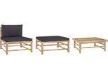 The Living Store Set Da Giardino A 3 Pezzi Con Cuscini In Bambù Grigio Scuro