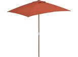 The Living Store Ombrellone Con Palo In Legno 150 X 200 Cm Terracotta