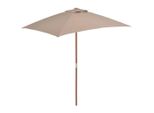 The Living Store Ombrellone Con Palo In Legno 150 X 200 Cm Taupe