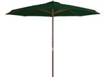 The Living Store Ombrellone Con Asta In Legno 350 Cm Verde