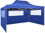 The Living Store Tenda Professionale Pieghevole Per Feste Con 3 Pareti Laterali 3×4 M In Acciaio Blu