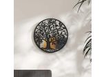 The Living Store Specchio Nero 60X2,5 Cm In Ferro Rotondo Per Interni