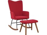 The Living Store Sedia A Dondolo Con Sgabello In Velluto Rosso Vino