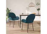 The Living Store Sedie Da Pranzo 2 Pezzi. Velluto Blu