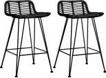 The Living Store Barhocker 2 Stk. Schwarz Rattan