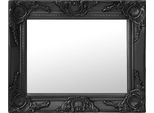 The Living Store Specchio Da Parete In Stile Barocco 50X40 Cm Nero