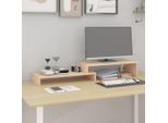 The Living Store Supporto Per Monitor (52-101)X22X14 Cm In Legno Di Pino Massiccio