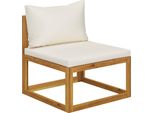 The Living Store Divano Centrale Componibile Con Cuscini Bianco Crema In Legno Massello Di Acacia