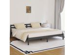 The Living Store Letto In Legno Massiccio Di Pino 200X200 Cm Grigio