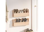 The Living Store Scarpiere A Muro 2 Pezzi 59X9X23 Cm In Legno Di Pino Massiccio